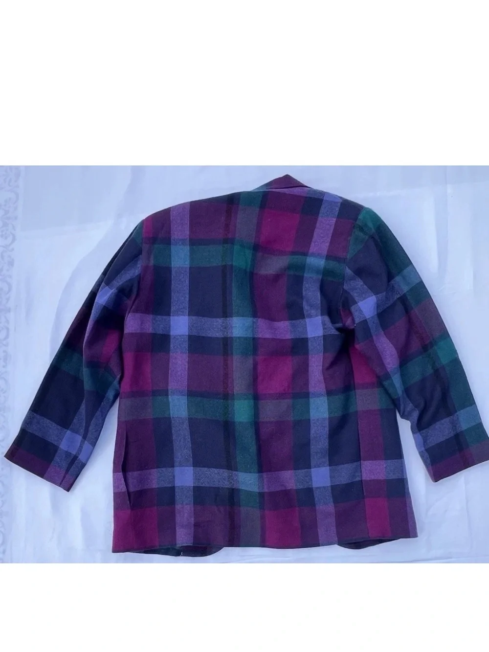 Vintage Christian Dior Wool Plaid Blazer Women’s 6 Purple Blue